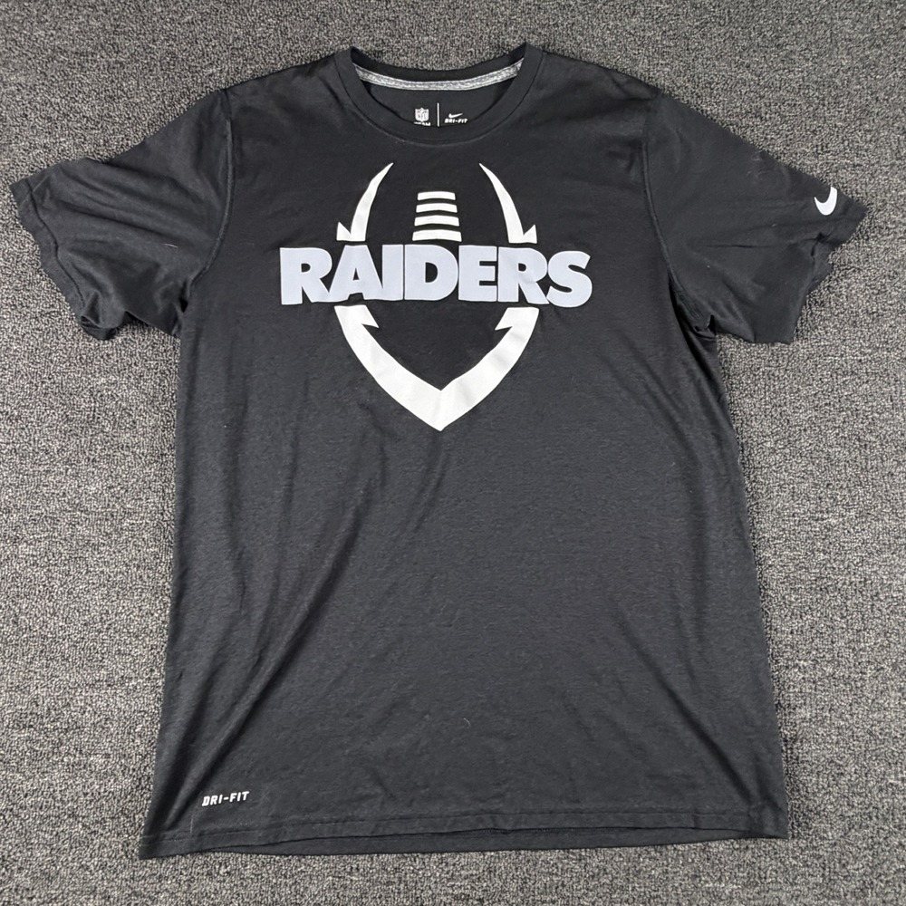 Las Vegas Raiders Nike T-Shirt Mens L Black NFL Football Dri-FIT EUC